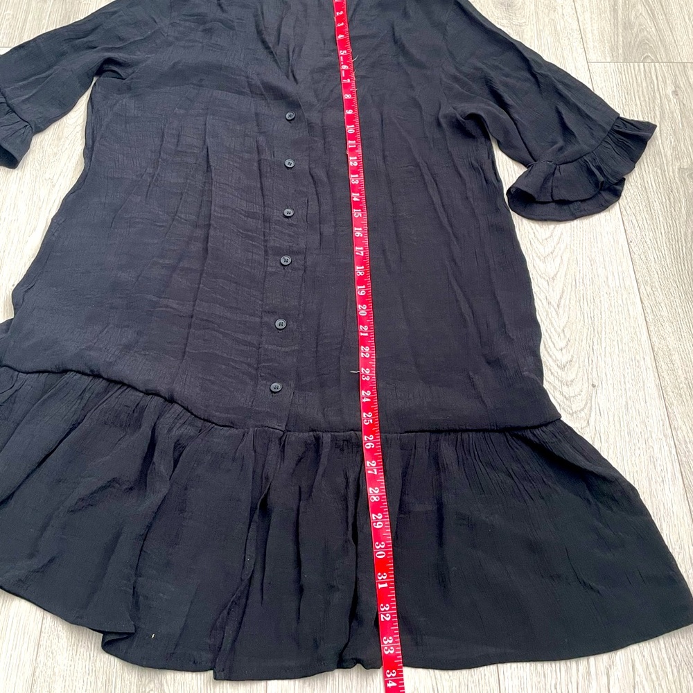 Ruffled Swim Cover Up Sexy Dress -M-Black - Picture 7 of 11